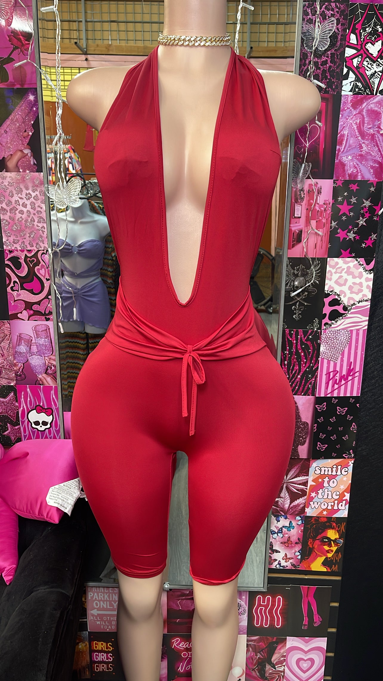 Red Halter Romper