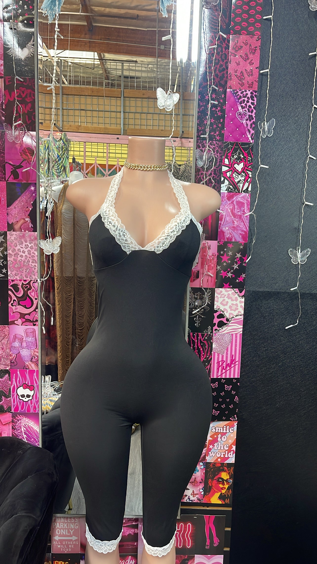 Black Laced Capri Romper