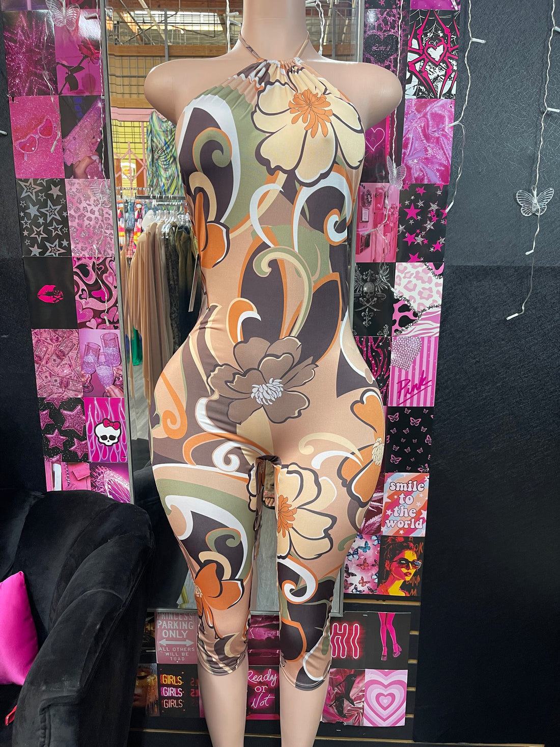 Orange & Brown Groovy Jumpsuit (Headband Included)