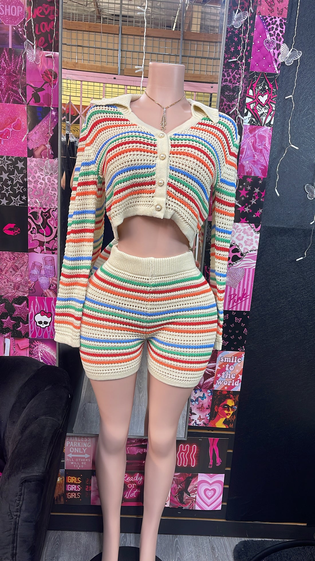 Rainbow Striped Knit Set