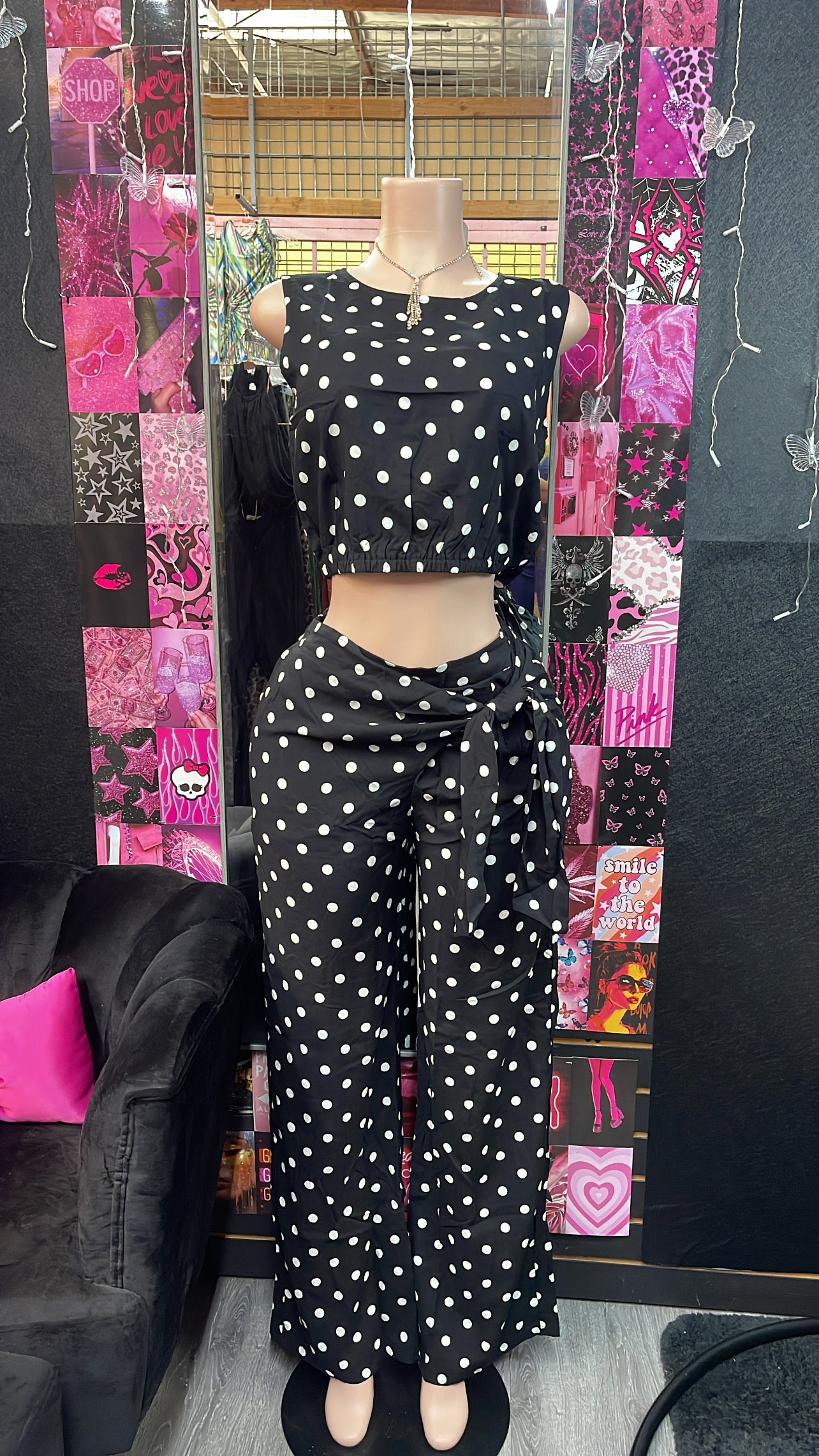 Black & White Polka Dot Pants Set