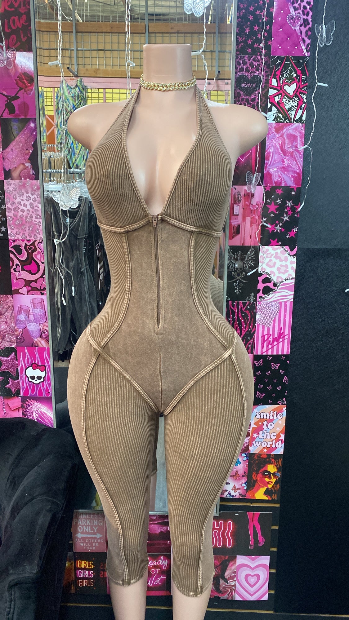 Sasha Mocha Halter Jumpsuit