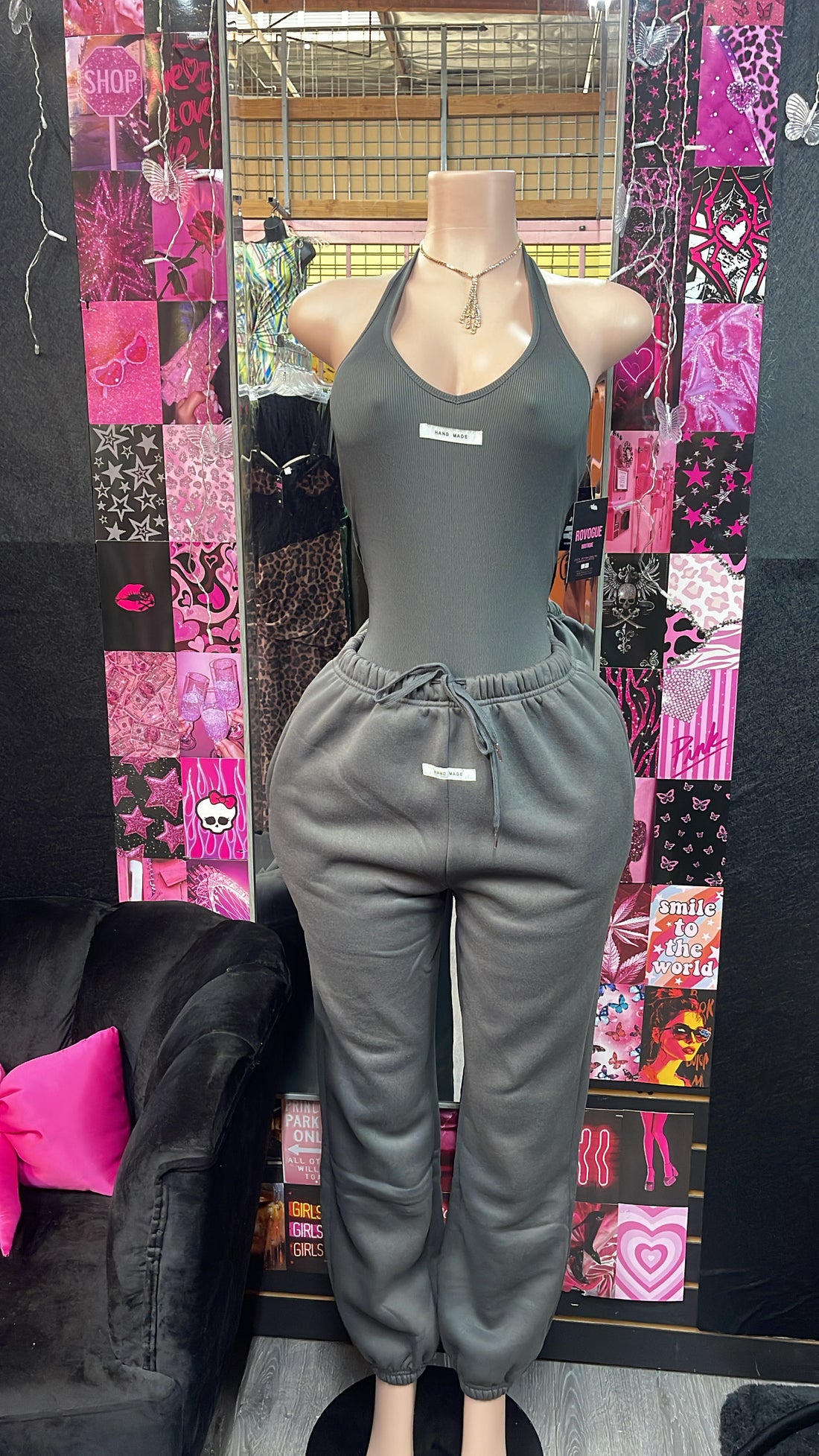 Charcoal 2 Piece (Bodysuit) Set