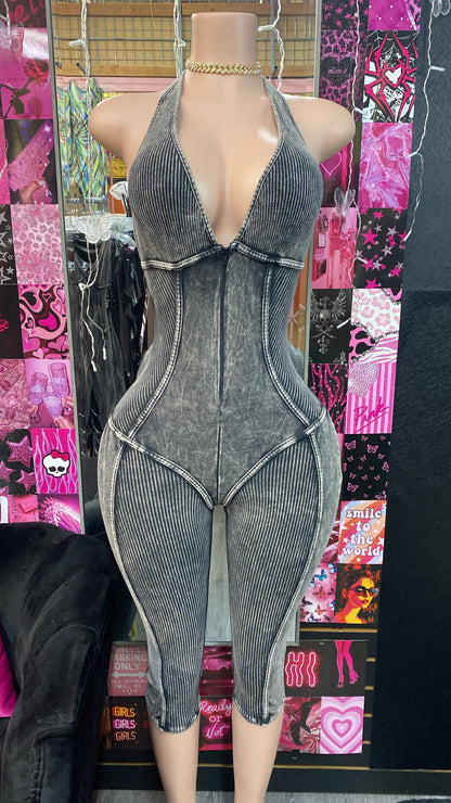 Sasha Acid Black Halter Jumpsuit