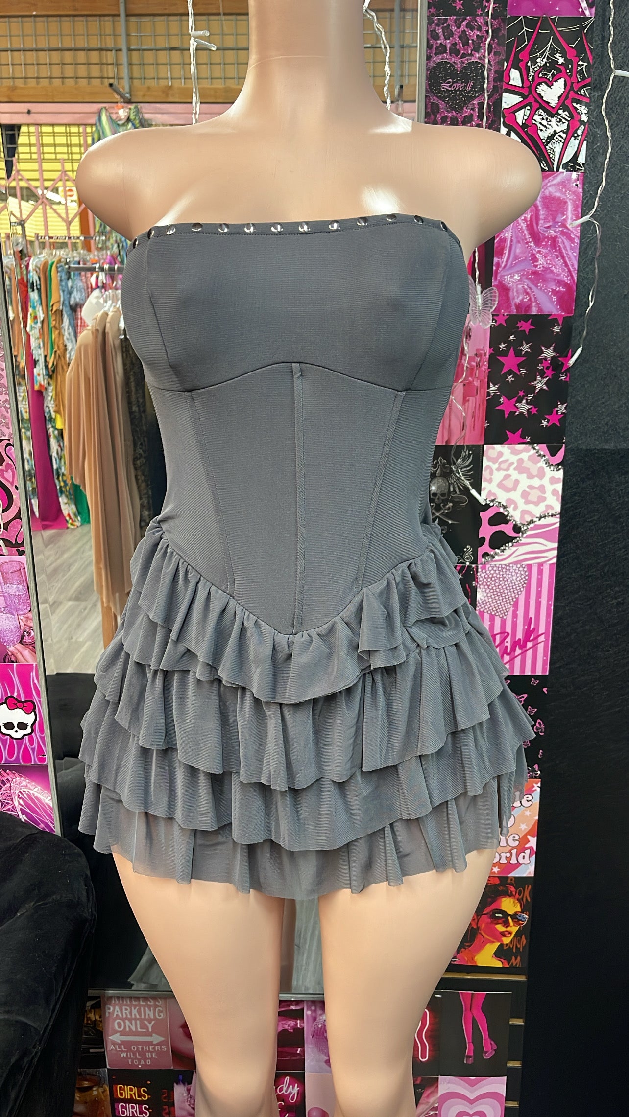Charcoal Ruffled Romper