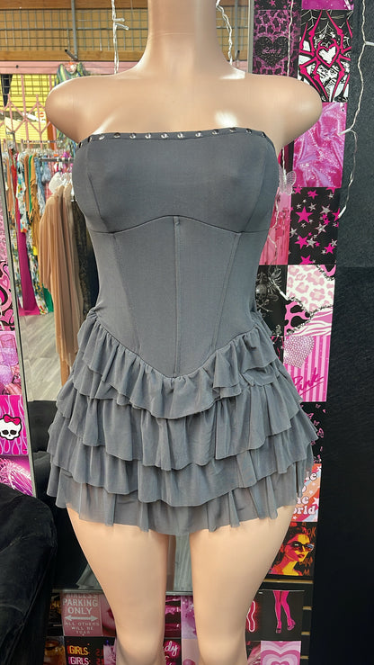 Charcoal Ruffled Romper