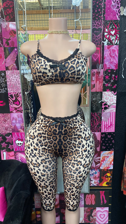 Leopard 2 Piece Bralette Set