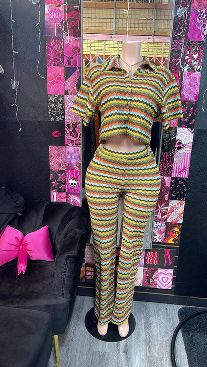 Brown Multi Color 2 Piece Set