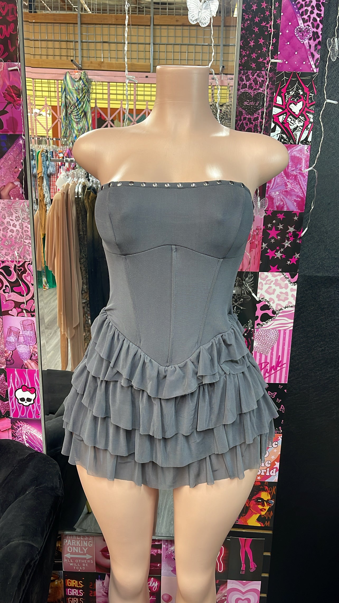 Charcoal Ruffled Romper