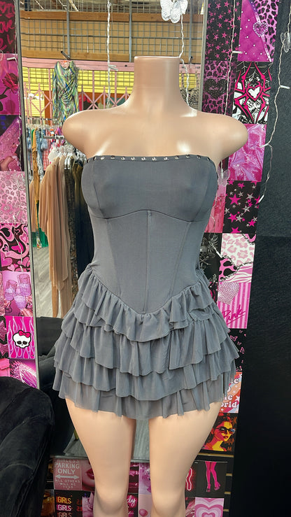 Charcoal Ruffled Romper