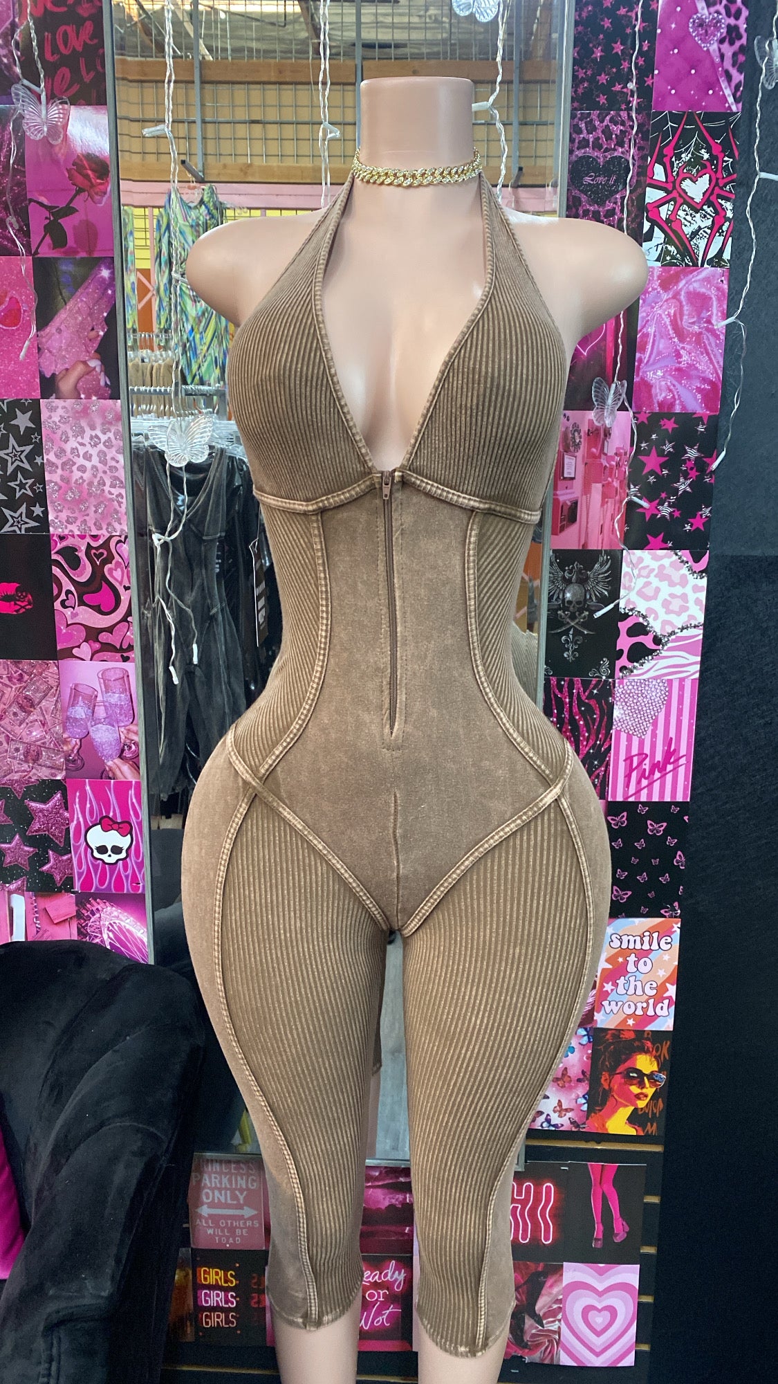 Sasha Mocha Halter Jumpsuit
