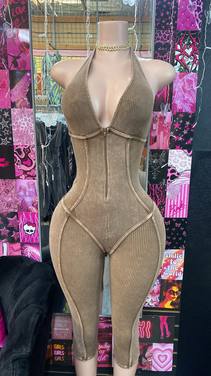 Sasha Mocha Halter Jumpsuit