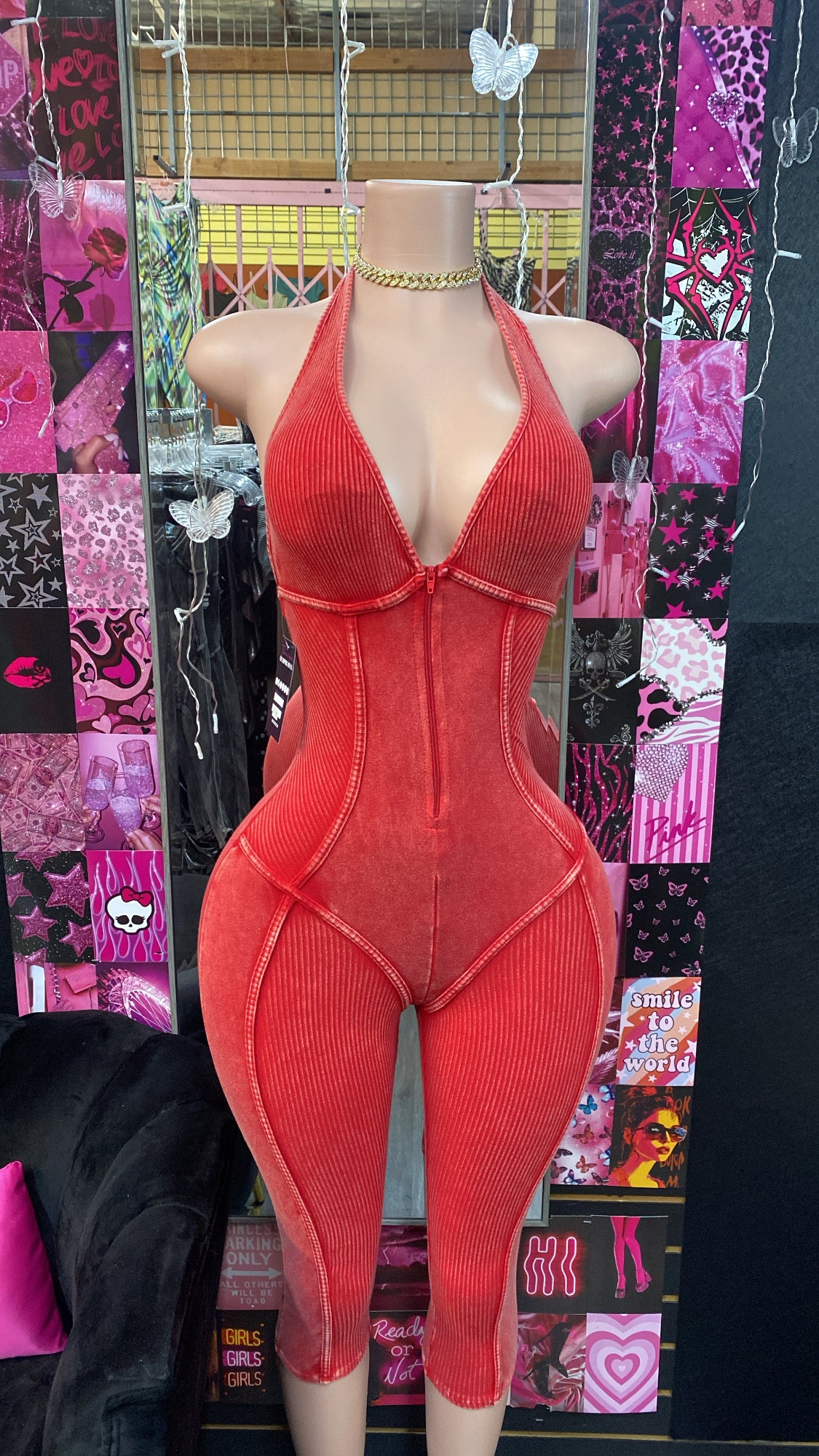 Sasha Red Halter Jumpsuit