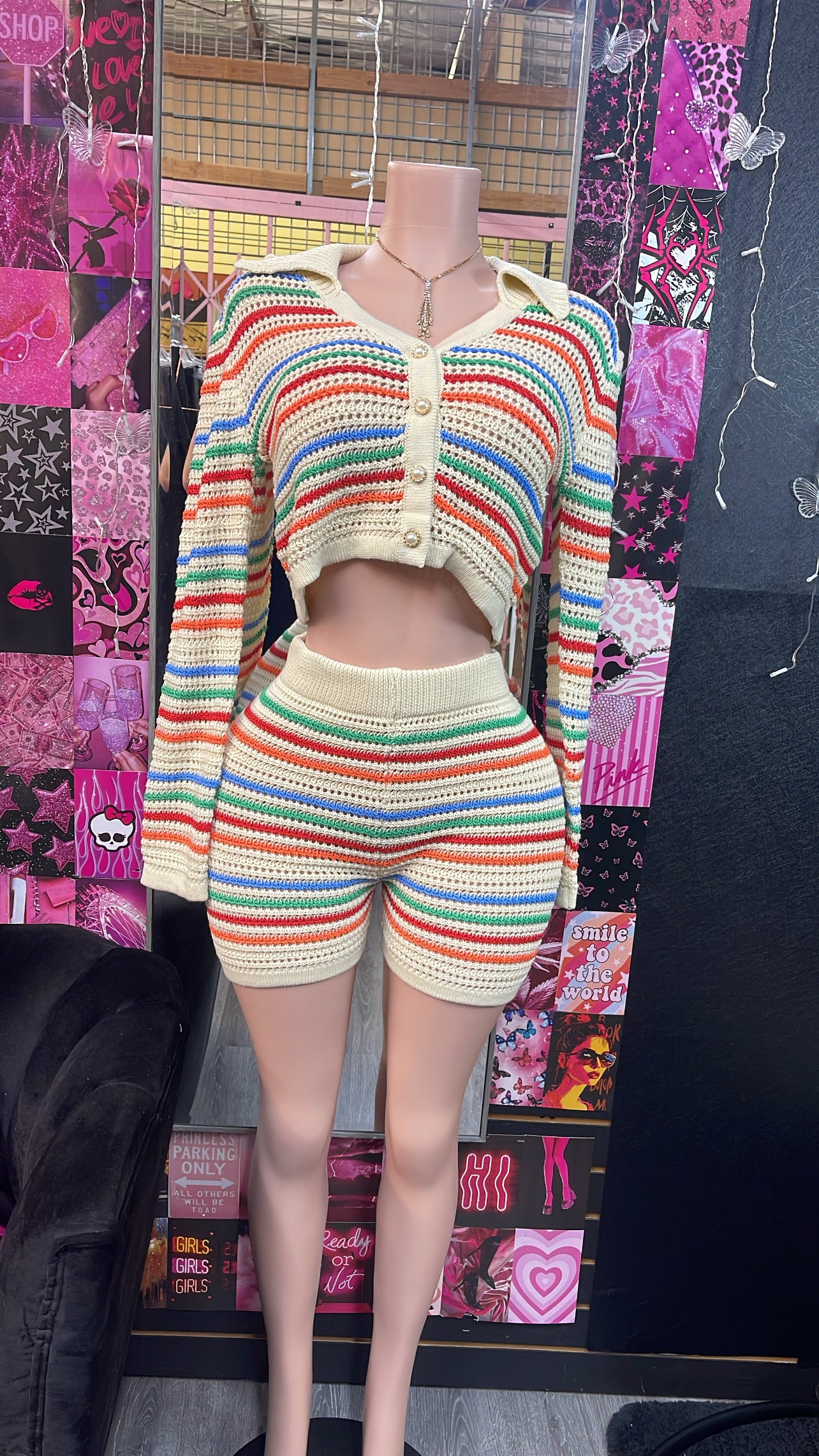 Rainbow Striped Knit Set