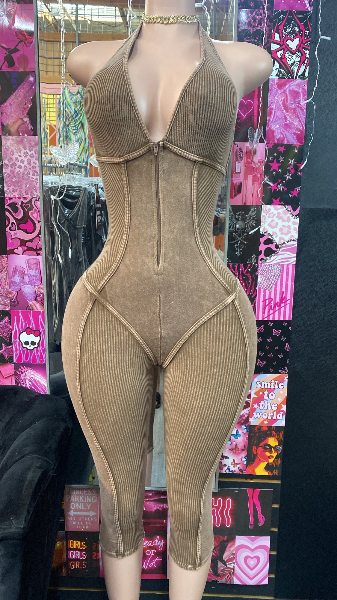 Sasha Mocha Halter Jumpsuit